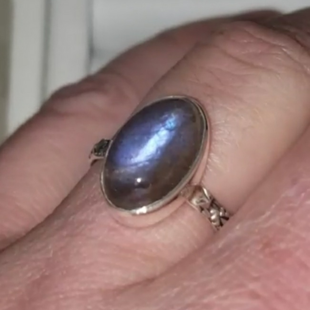 Purple Labradorite Ring. Solid 925 Silver(Not Pla… - image 1